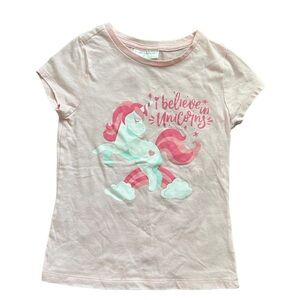 Bobbie Brooks Light Pink I Believe In Unicorns Short Sleeve Graphic Tee Size M